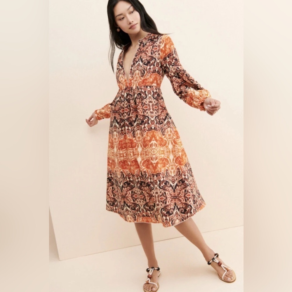 Anthropologie Agua Bendita Elayna Midi Dress Small - Picture 2 of 14